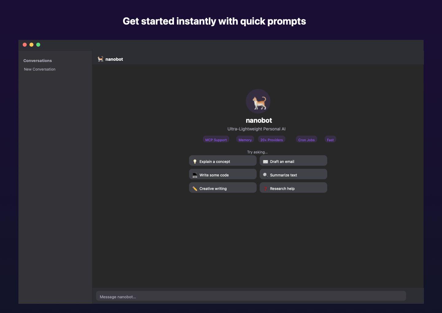 Quick starter prompts