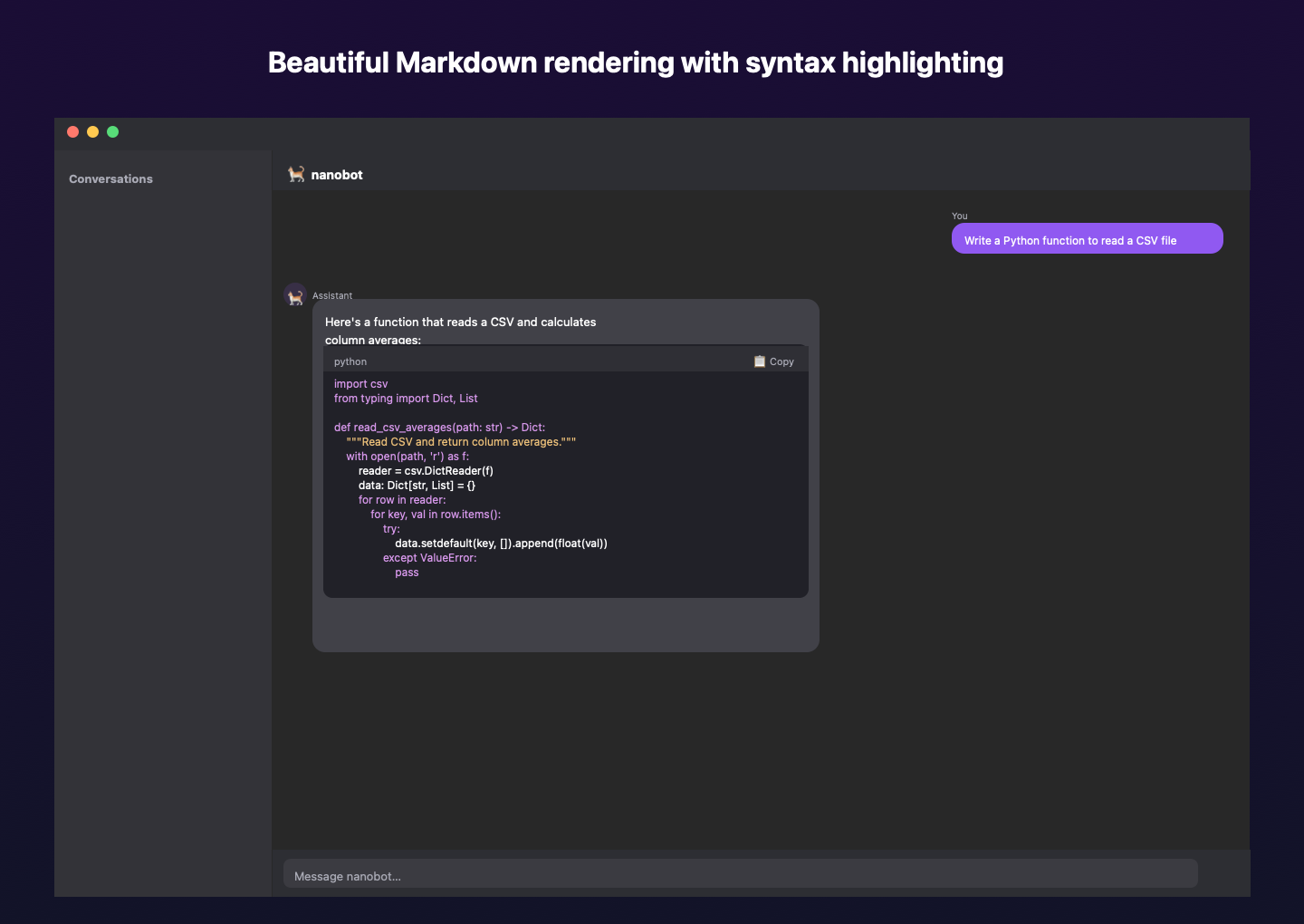 Code block rendering